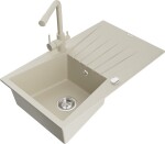 MEXEN/S - Cesar granitový dřez s odkapávačem včetně baterie Duero, béžová 6514-69-671600-69