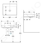 GEBERIT - ONE Umyvadlo 600x480x140 mm, bez přepadu, bez otvoru pro baterii, KeraTect, bílá 505.021.01.1