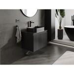MEXEN/S - Rivel koupelnová skříňka pod umyvadlo 70 cm s deskou, 1 šuplík, reliéf , černá mat 91A20-07047-1-BFC71