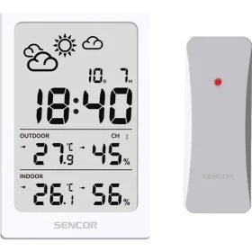 SENCOR SWS 2300 W meteostanice bílá / LCD / bezdrátové čidlo (8590669379293)