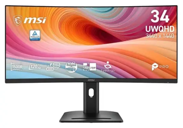 34" MSI PRO MP341CQPHG E12 černá / Monitor / VA / UWQHD / 21:9 / 120Hz / 4ms / HDMI+DP+USB-C / VESA (PRO MP341CQPHG E12)