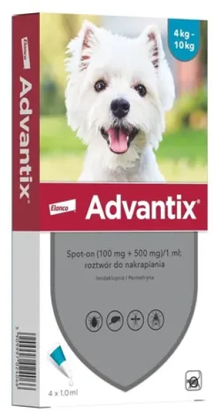 Elanco Advantix S / Kapky proti blechám a klíšťatům pro psy / 4x1 ml / 4-10 kg