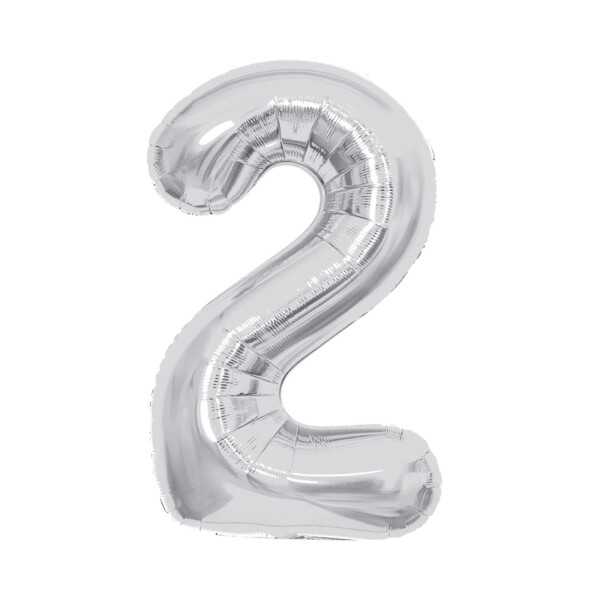 Balónek fóliový 85 cm stříbrný číslo 2 - Albi