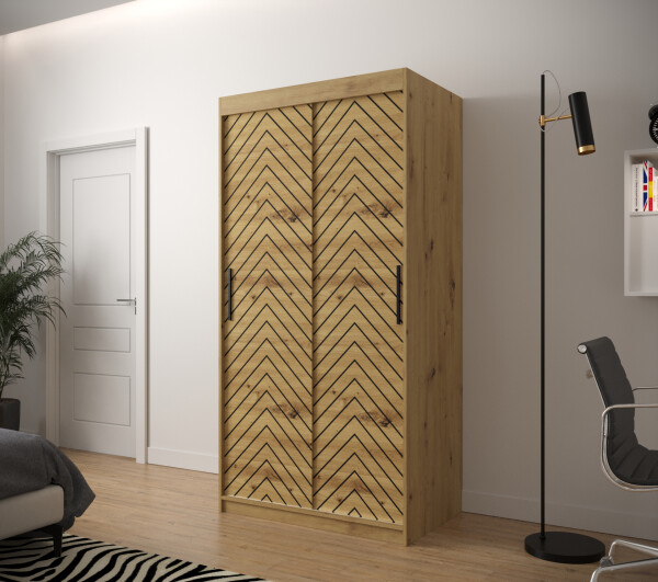 Šatní skříň Abi Jodelka 1 Barva korpusu: Dub artisan, Rozměry: 100 cm, Dveře: Dub artisan