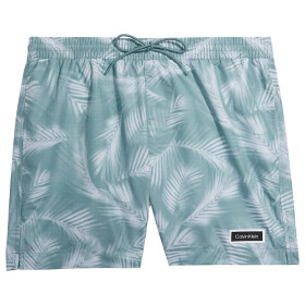 Pánské plavecké šortky se stahovací šňůrkou KM0KM00813 0H8 zelená-vzor Calvin Klein