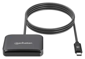 Manhattan externí čtečka Smart karet a microSD / Čtečka karet / USB 2.0 Type-C / černá / 1 m (102742)