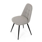 Židle jídelní, krémová látka, 360° otočný mechanismus, černý matný lak, kovové nohy