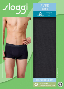 Pánské boxerky EVER Ease Hipster 2P - BLACK - černé 0004 - SLOGGI BLACK M