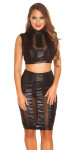 Sexy top KouCla Wetlook Crop Top se síťovinou black M