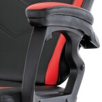 Herní křeslo, červená a černá ekokůže, houpací mechanika, opěrák 135°