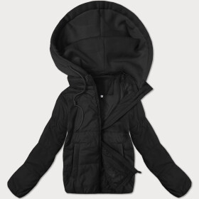 Krátká černá dámská bunda s teplákovou kapucí J Style (16M9236-392) odstíny černé L (40)