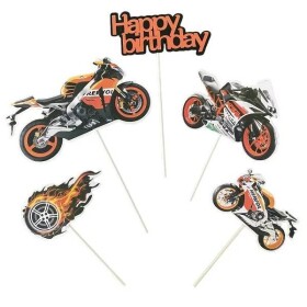 Dortisimo Zapichovací dekorace na dort Happy Birthday s motorkami (5 ks)