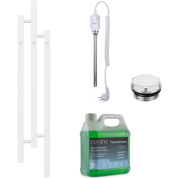 CERANO Koupelnový elektrický radiátorový set Fabiano - 300W - bílá lesklá - 1200x220 mm