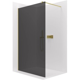 CERANO Sprchová zástěna Walk-in Onyx Round L/P - 8 mm - kulatá vzpěra - zlatá, grafitové sklo - 60x200 cm