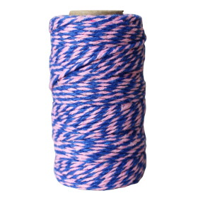 Bella Rose Bavlněný provázek 50 m – Blue / Pink, modrá barva, textil