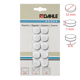 Dahle magnet plánovací, Ø 32 mm, 8 N, 10 ks, červený