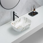 Umyvadlo na desku SAT Infinitio 45,5x32,5 cm mramor, bez přepadu SATINF4532MR SATINF4532MR