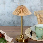 Chic Antique Stolní LED lampička Brass/Latte, hnědá barva, kov