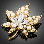 Brož s perlou a Swarovski Elements Valeria - květina, Bílá/čirá
