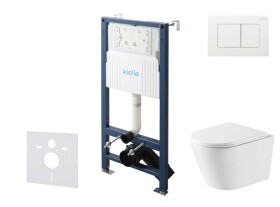 Kielle - Genesis New Set předstěnové instalace, klozetu Nefia, Vortex Rimless+, sedátka softclose a tlačítka Gemini New III, lesklá bílá 30528SS52