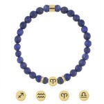 Náramek znamení zvěrokruhu Zodiac Gold - 6 mm lapis lazuli, 12 druhů, Ryby (21.2. - 20.3.) Modrá 25 cm