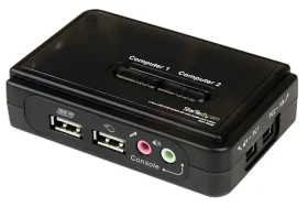 StarTech 2-portový USB KVM switch s audiem / KVM switch / 2x PC / USB / audio / kabely součástí balení (SV211KUSB)