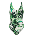 SUMMER PALM - Vycpané jednodílné plavky s kovovými doplňky Triumph GREEN COMBINATION 40B