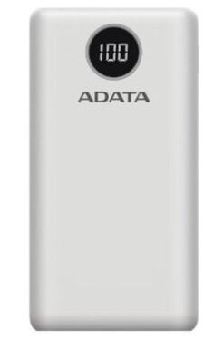 ADATA PowerBank P20000QCD 20000mAh bílá / 3A / 2x USB + 1x USB-C (AP20000QCD-DGT-CWH)