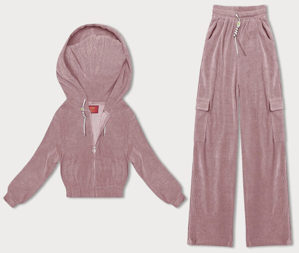 Růžový dámský komplet - mikina a kalhoty typu cargo (AMG-322A) odstíny růžové XL (42)