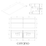 CERANO - Koupelnová skříňka Velora - bílá matná, úchytka černá + deska z lit. mramoru Elanys - 12 mm - bílá matná - 140x54,2x46,5 CER-679405
