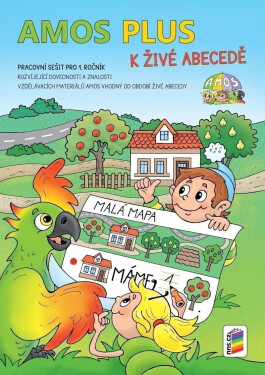AMOS PLUS K ŽIVÉ ABECEDĚ se samolepkami (barevný pracovní sešit) - Miloš Novotný