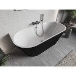 MEXEN/S - Oris volně stojící vana nástěnná reliéf 170 x 80, bílá/černá, sifon a přepad grafit metal 52871708075-95