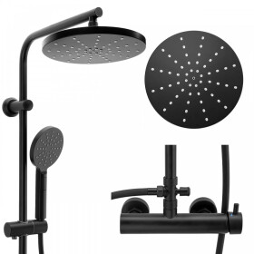 Erga Dubaj, sprchový set s baterií a hlavovou sprchou 23 cm, černá matná, ERG-YKA-BP.DUBAJ23-BLK