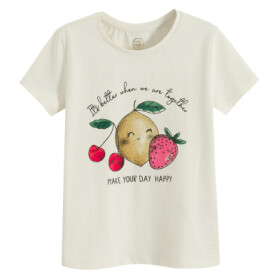 Tričko s krátkým rukávem s ovocem -krémové - 98 CREAMY