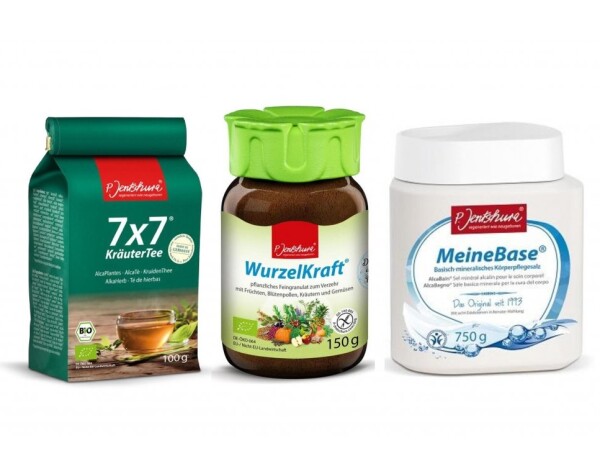 Jentschura Trojskok odkyselení "STARTER" - MeineBase, WurzelKraft, 7x7 KräuterTee sypaný