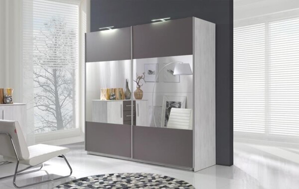 Šatní skříň Dione D01 Barva korpusu: Borovice - norská, Rozměry: 225 cm, Dveře: Zrcadlo