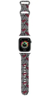 Hello Kitty Silicone Bows Stripes černá / Řemínek pro Apple Watch / 38/40/41mm (HKAWMSDIEZK)