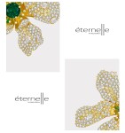 Luxusní brož se smaragdovým krystalem Juliena - květina, Zlatá