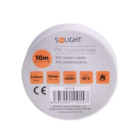 Solight Izolační páska 15 mm x 0,13 mm x 10 m bílá