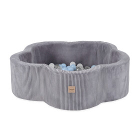 PLUSH NEST PLUSH NEST Suchý bazén Květinová zóna Prémiový manšestr, šedý 95 × 30 cm s 200 míčky