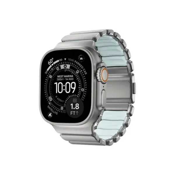 Nomad Stratos Band FKM řemínek pro Apple Watch 45/46/49mm stříbrná/modrá (NM009902858)