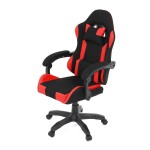 Herní křeslo, synchronní mechanismus, černá a červená látka, plast. kříž