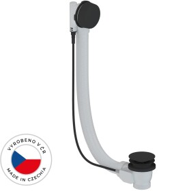 CERANO Vanová souprava ovládaná bovdenem 6/4“ - zátka 72mm - bez sifonu - černá matná - 80 cm