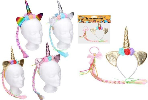 Set karneval W026095 - čelenka jednorožec mix barev