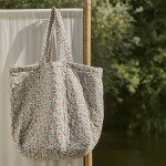 Ib Laursen Prošívaná bavlněná taška Light blue / Rust flowers, modrá barva, textil