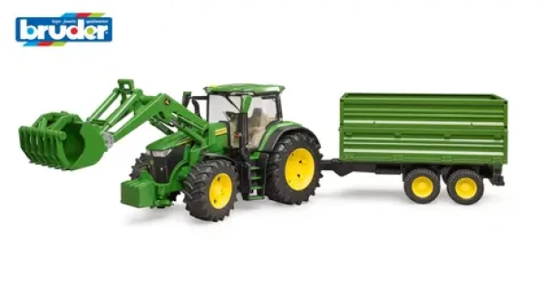 Bruder 03155 Traktor John Deere s předním nakladačem a sklápěcím přívěsem