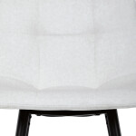 Židle barová, bílá látka, čtyřnohá kovová podnož, černý mat