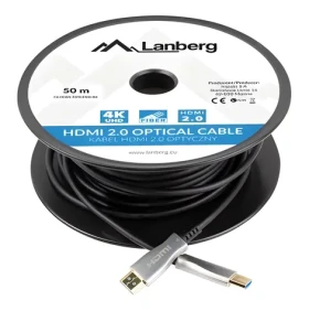 Lanberg CA-HDMI-20FB-0500-BK / Optický kabel HDMI / M/M / 50m / V2.0 / 4K / AOC (CA-HDMI-20FB-0500-BK)