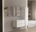 Erga Hana, zrcadlová galerka s LED osvětlením 80x70cm s integrovanou zásuvkou, bílá, ERG-V05-HANA-8070-WH