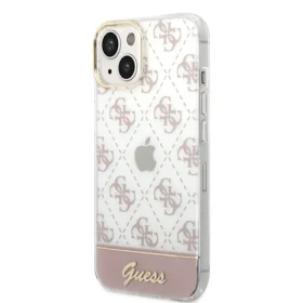 Pouzdro Guess PC/TPU Peony Glitter Script Logo iPhone 14 Plus růžové